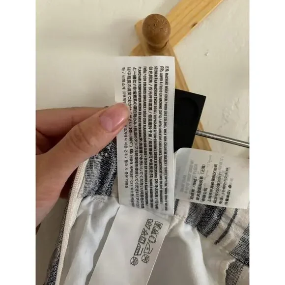 Abercrombie & Fitch Pants Women's 00 Wide leg Crop High Rise Blue Striped Linen - Picture 9 of 9